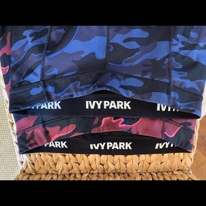 2 Ivy Park mesh panel camo leggings sz L red,blue